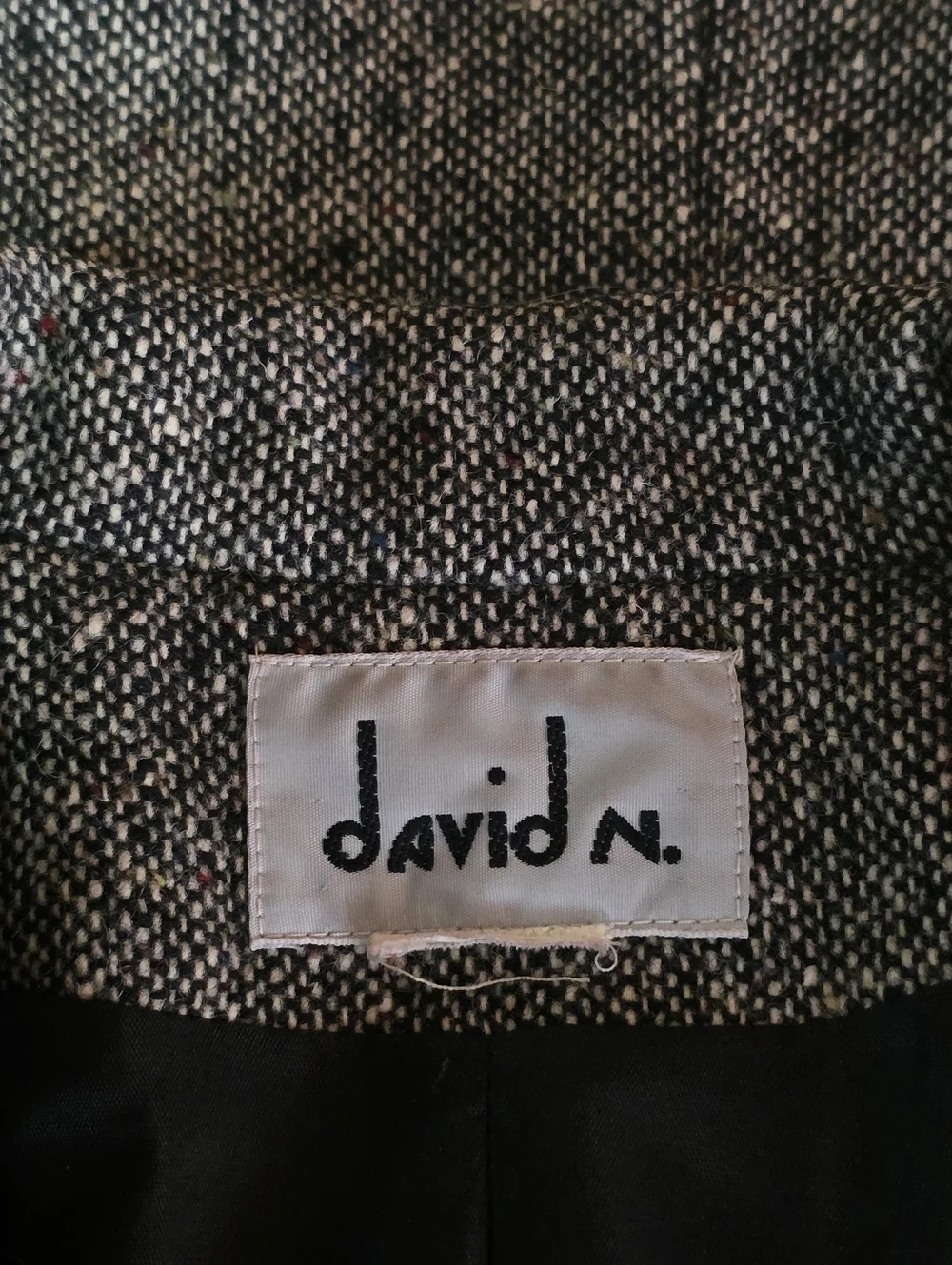 Vintage David N Wool Blend Tweed Blazer Gray Textured Jacket Medium